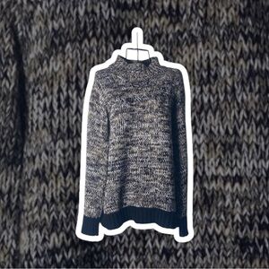 Philosophy Marled Black and Cream Cowl Neck Sweater